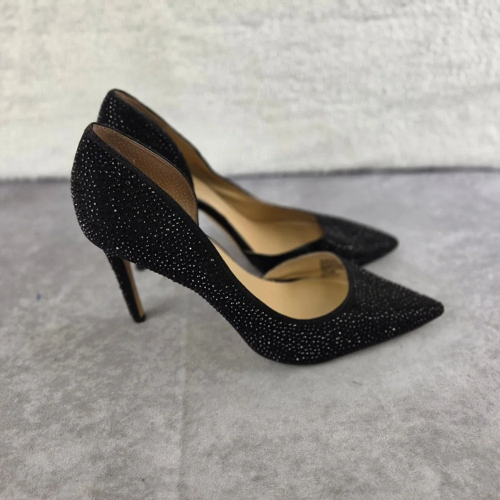 INC International Concepts Kenjaya4 Black Rhinestone d'Orsay Pumps Heels 10.5M